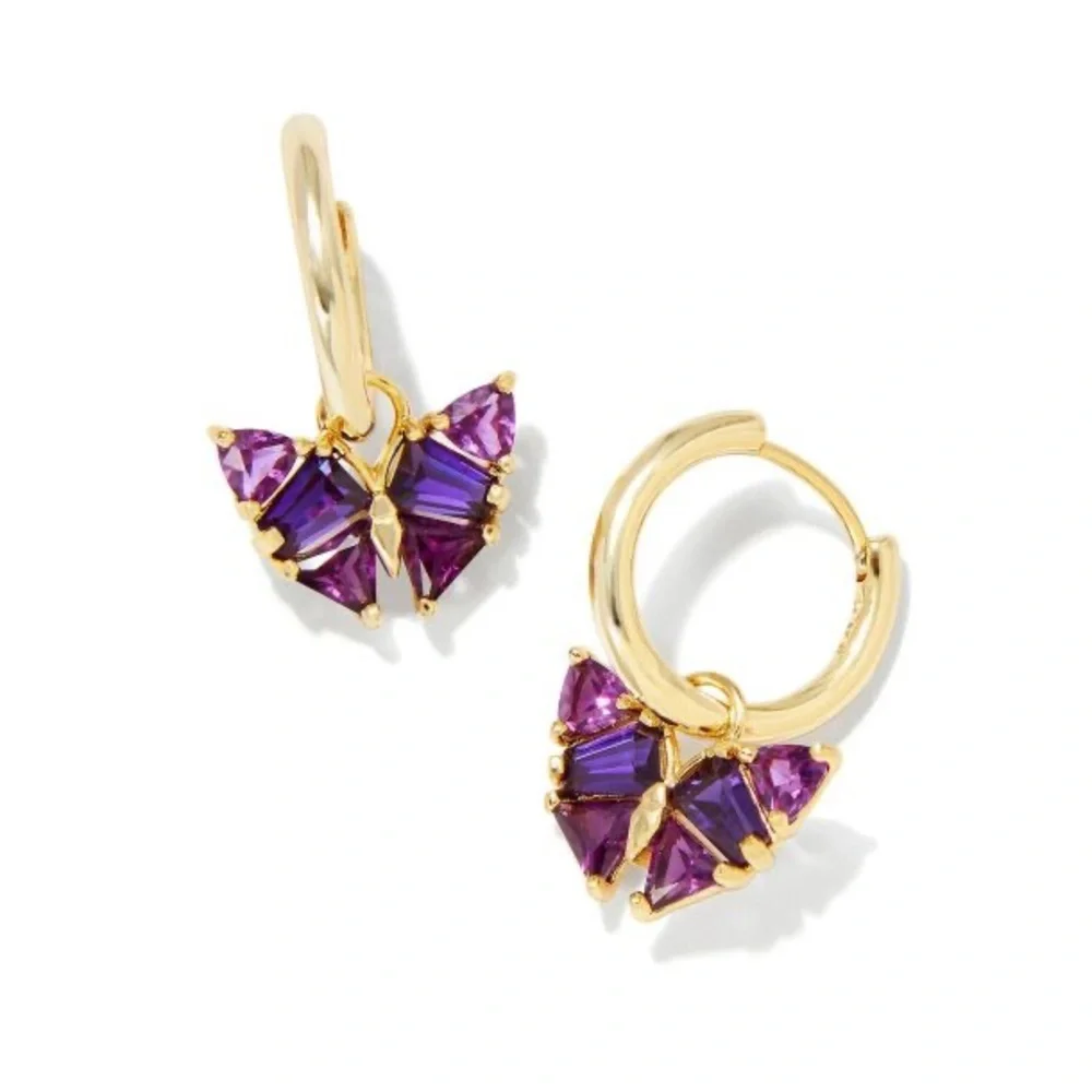Kendra Scott Blair Butterfly Huggie Earrings in Purple Mix - Picture 1 of 6
